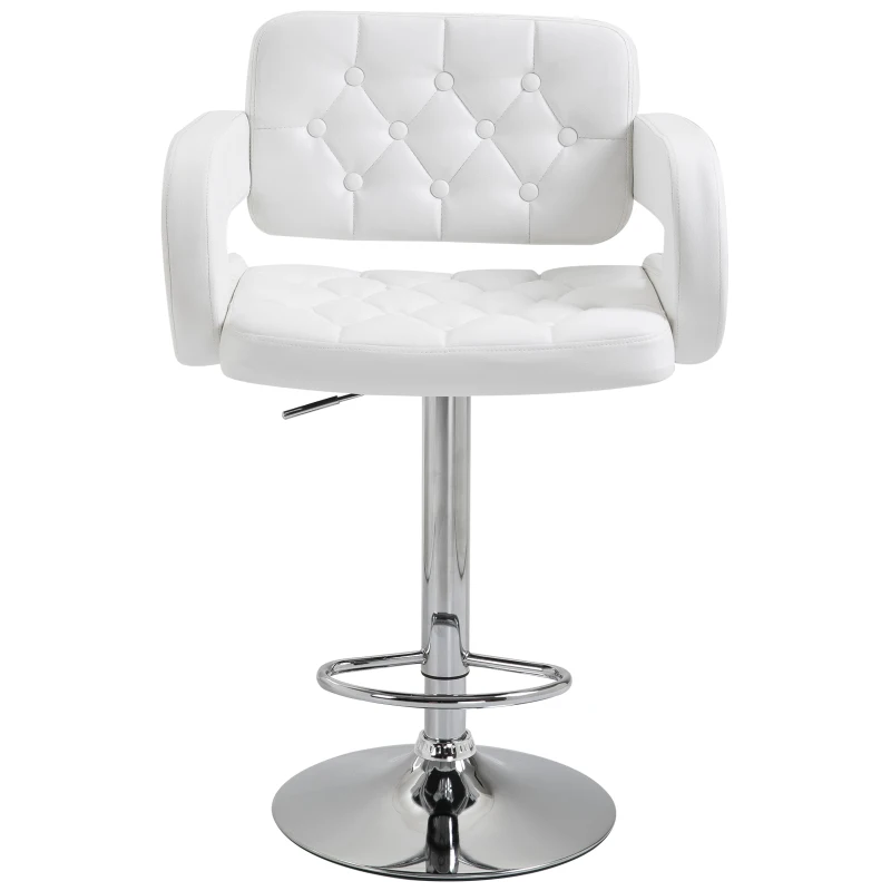 HOMCOM PU Leather Bar Stool W/Chrome Metal Base-White