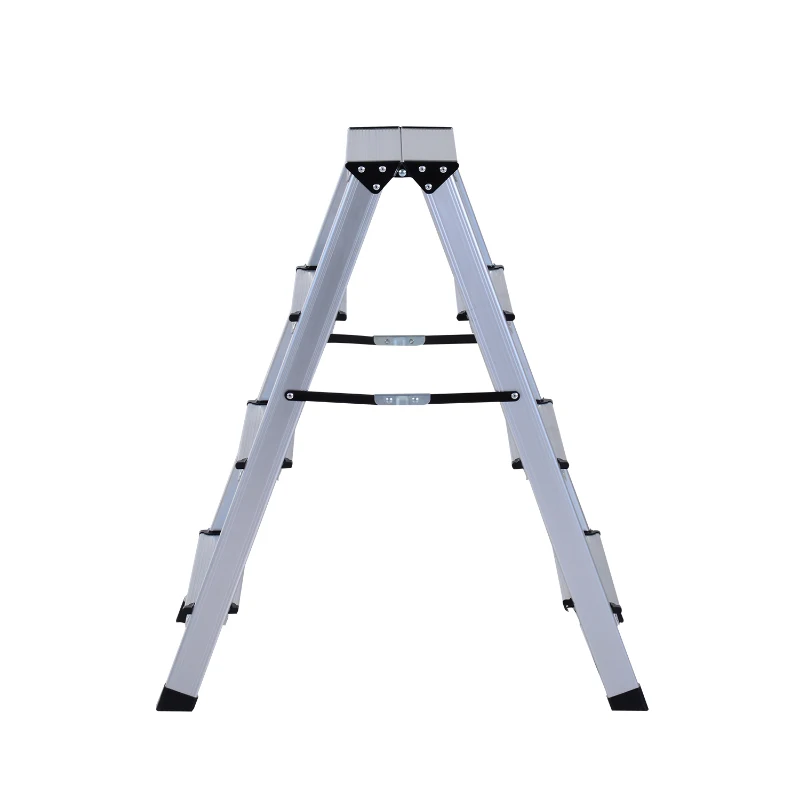 HomCom® Escalera de Tijera Aluminio Plegable Escalera Doméstica de Mano Ambos Lados 4 Peldaños Carga 150kg