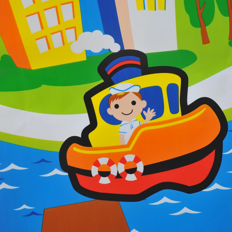 HOMCOM Alfombra Musical de Juego Infantil Musical Juguete para Patear Patrón Ciudad Manta de Actividades Baile para Niños +3 Años 95x71cm