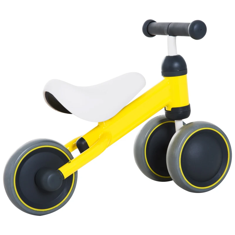 HOMCOM Correpasillos Compacto sin Pedales con Sillón Cómodo Estructura de Aluminio Soporta hasta 20kg 47x19x35cm Amarillo