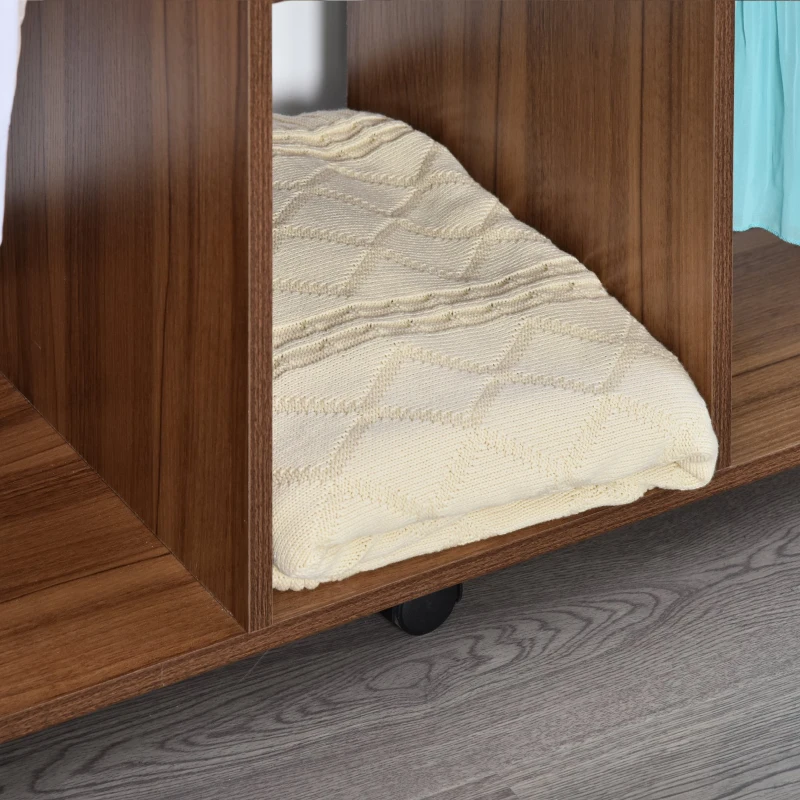 HOMCOM Armario Abierto para Colgar y Almacenar Ropa Tipo Guardarropa con Ruedas - Madera - Color Marrón - 120x40x128 cm