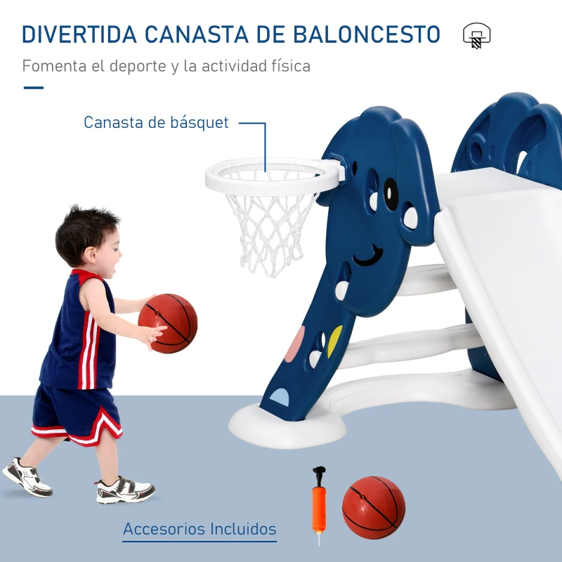 Outsunny Tobogán Infantil Columpio y Balancín Giratorio 360 Grados para Niños de +3 Años con Canasta de Baloncesto Base de 4 Varillas 140x120x170 cm Multicolor