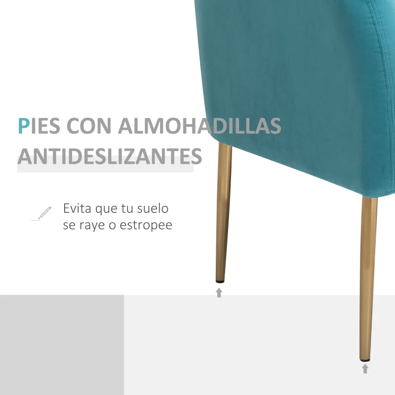 HOMCOM Sofá de 2 Plazas Sofá Doble Moderno con Patas Metálicas Asiento Acolchado Apoyabrazos y Respaldo Curvos para Salón Dormitorio 124x73x76 cm Turquesa Oscuro