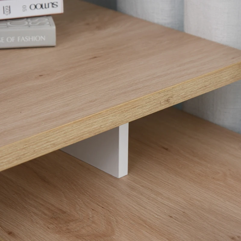 HOMCOM Mesa Escritorio Múltiples Posiciones Mesa de Ordenador Esquinera Forma de L con Cajón Estantes Abiertos Armario 140x117x76 cm Blanco y Madera