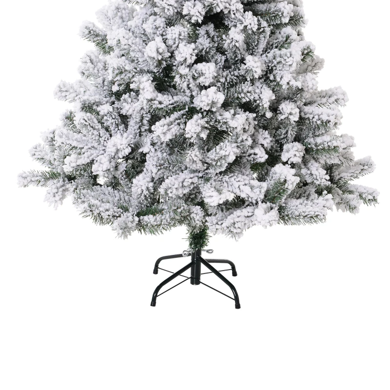 HOMCOM Árbol de Navidad 140cm Artificial Árbol de Pino Decoración Navideña con Soporte Metálico 400 Ramas Verde y Blanco PVC