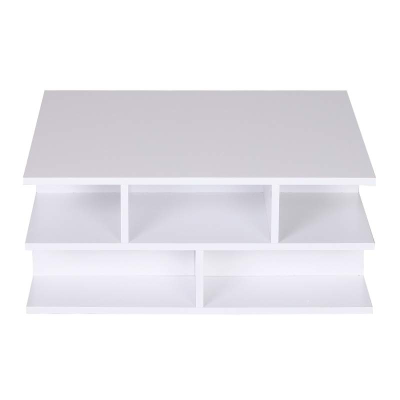 HOMCOM Mesa de Centro con Estante Inferior para Almacenamiento Mesa de Café Té 3 Niveles Mesa de Centro con Revistero Incorporado para Salón Dormitorio 70x70x29cm