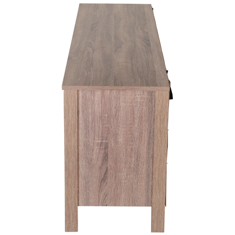 HOMCOM Mesa Soporte TV Multimedia Mueble TV Estantería Multiusos de Salón Comedor Mesa para TV con 3 Estantes Ajustables 160x40x61cm Carga 70kg Madera