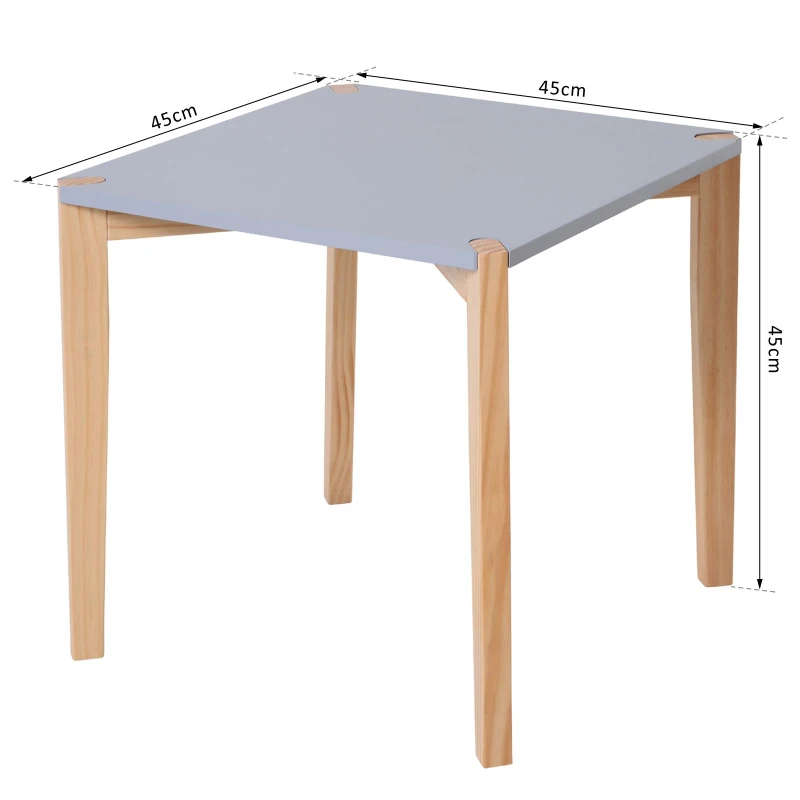 Mesa de Centro para Salón Cuadrada con Patas de Madera y Tablero MDF 45x45x45cm Azul