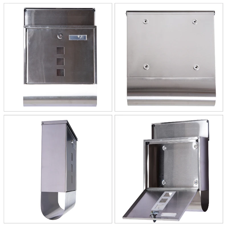 HOMCOM Buzón Exterior de Acero Inoxidable para Cartas Correo Postal