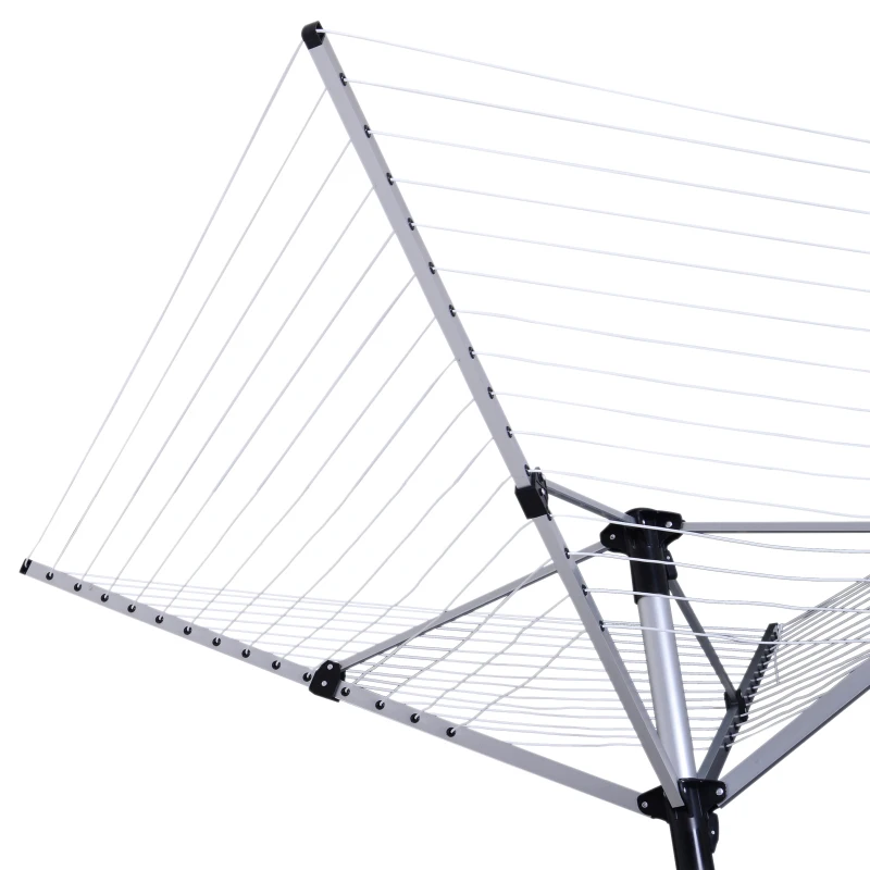 HOMCOM Tendedero Giratorio 50m para Jardín Camping Secador Ropa Plegable Altura Ajusatable 4 Brazos Tenderero tipo Paraguas Aluminio