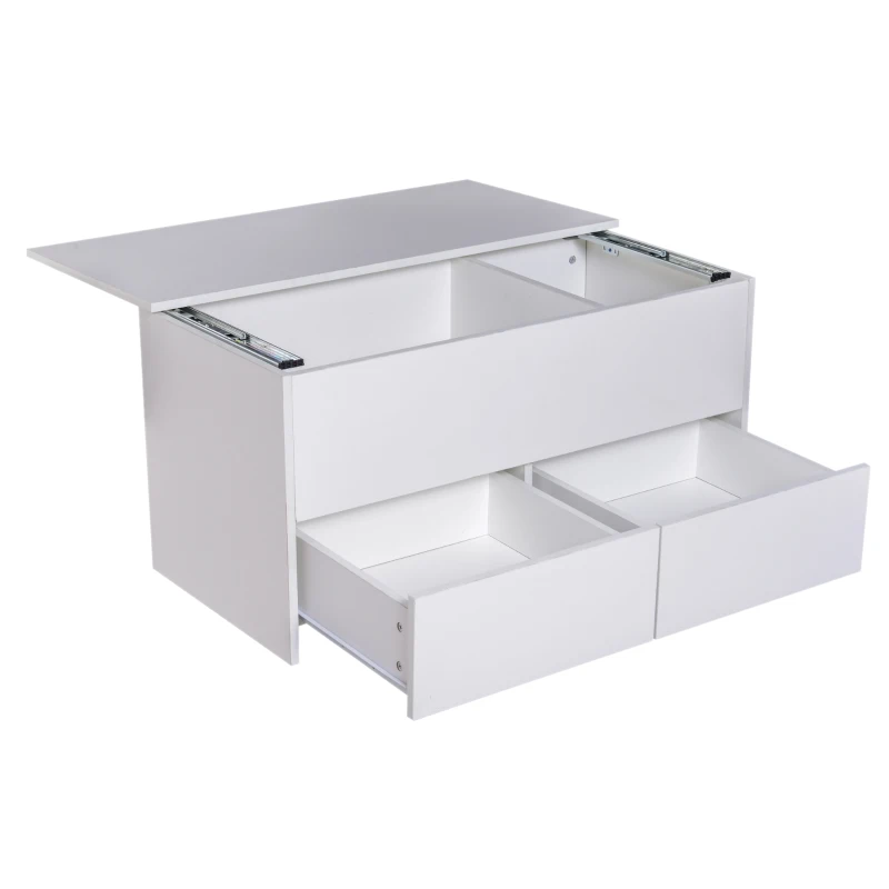 HOMCOM Mesa de Centro Mesita Café Mueble Salón Comedor Mesa Auxiliar Tablero Deslizante Estilo Contemporáneo Mesa para Sofá Sala de Estar 100x50x50cm