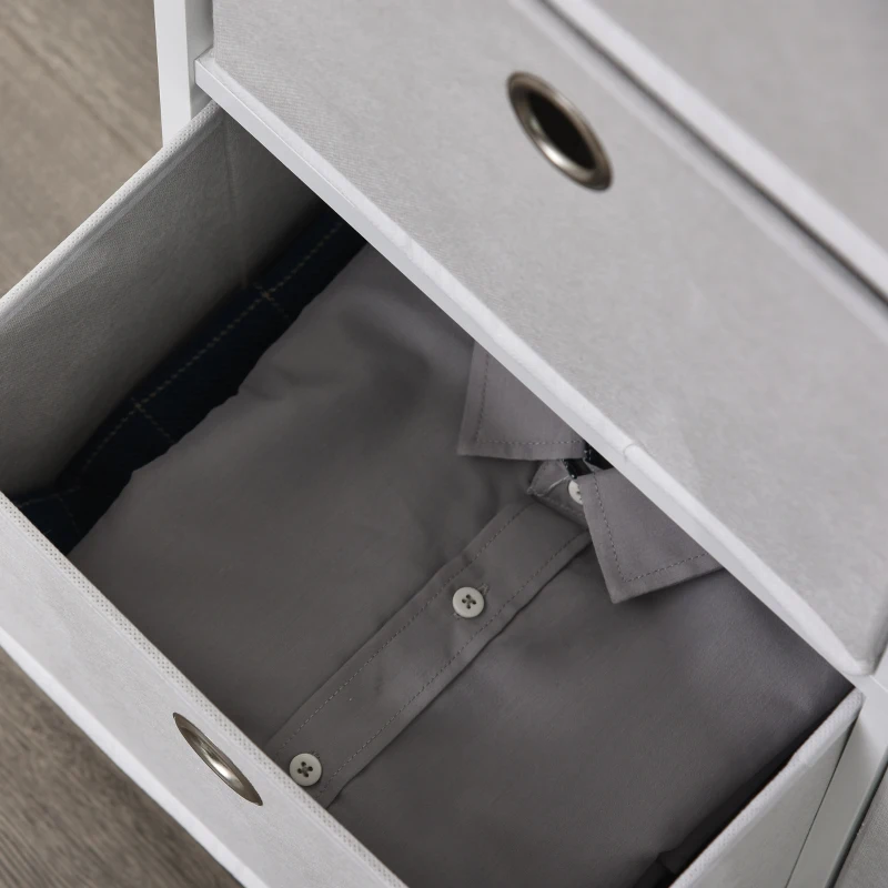 HOMCOM Armario de Almacenje Organizador de 6 Cajones con Marco X en Ambos Lados Diseño Simple Ligero 64,5x37,5x76 cm Blanco