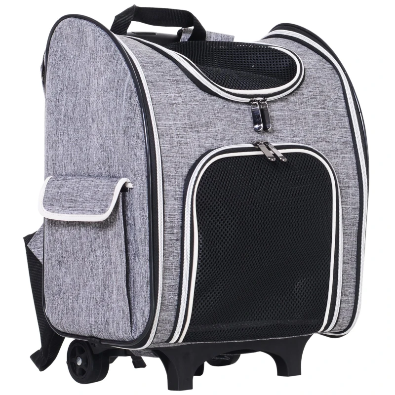 PawHut Transportin Carrito Perro 2 en 1 Mochila Carrito Plegable 35x25x45cm Mascotas Perro Gato