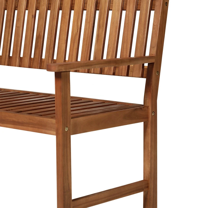 Outsunny Banco de Jardín 120x65x91.5cm Banco para Exterior de Madera de Acacia con Diseño de Listones para Exterior Terraza Patio Asiento Ancho