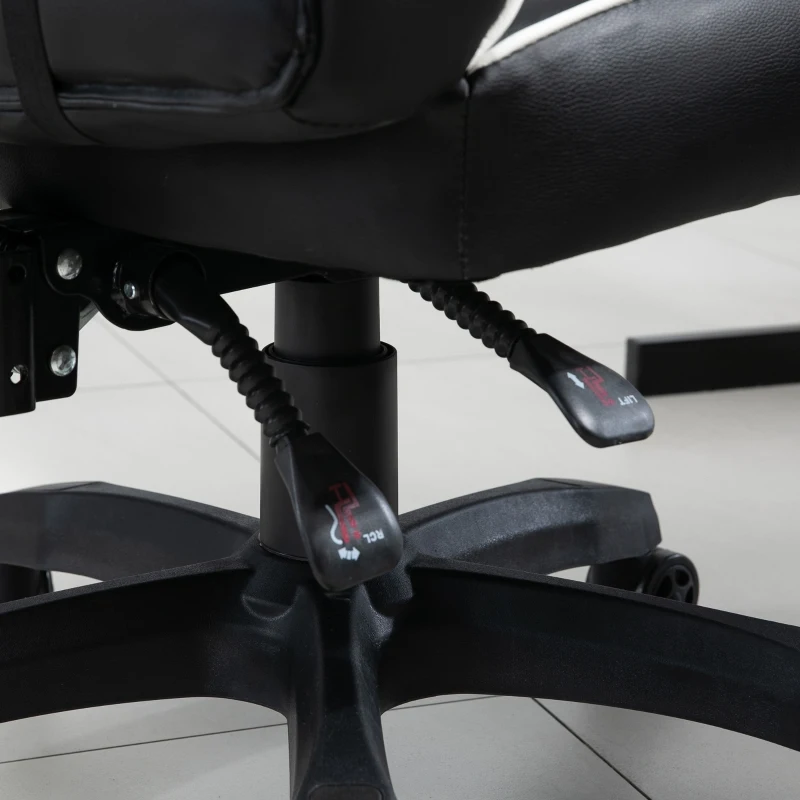 Vinsetto Silla de Oficina Ergonómica Ajustable en Altura Reclinable hasta 135° Silla Gaming Racing con Respaldo Alto Reposabrazos Regulable Asiento Acolchado 64x69x119-129 cm Blanco