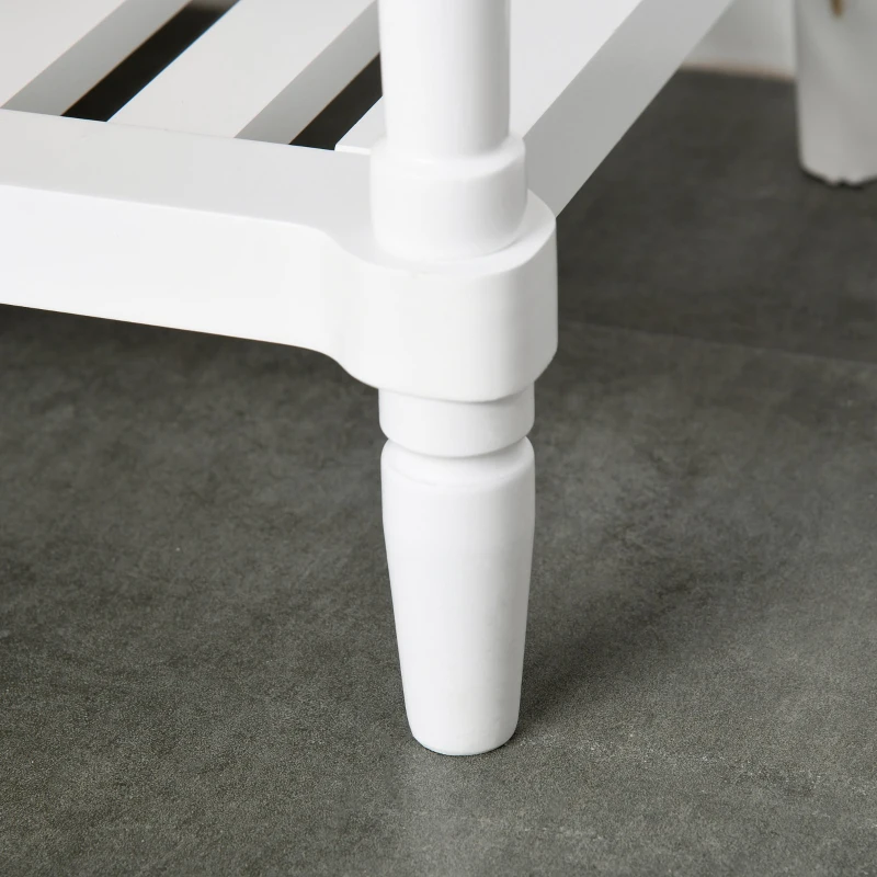 HOMCOM Mesa de Consola Mesa Auxiliar de Cocina Multifuncional con 2 Armarios Cerrados 2 Cajones y Estante Gran Espacio Estilo Elegante 96x38x89 cm Blanco