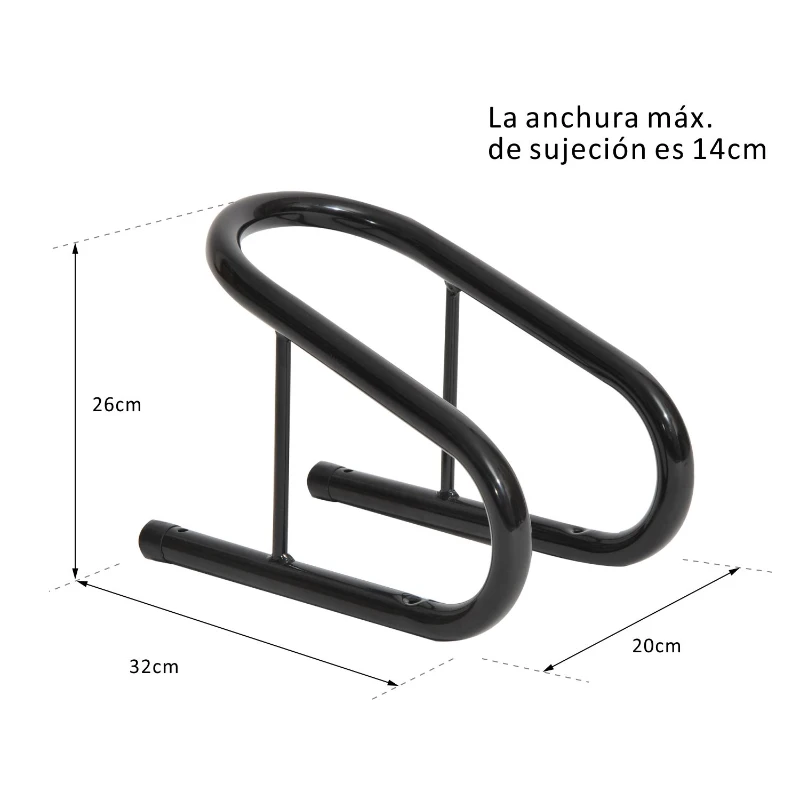 HOMCOM Caballete Soporte Delantero Portátil y Móvil para Aparcamiento de Moto y Reparación 32x20x26cm Color Negro y Material de Acero