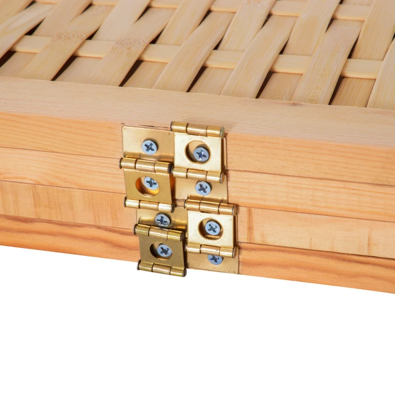 HOMCOM Biombo Separador de Madera Mimbre 4 Paneles Separador de Ambientes Divisor de Habitaciones Dormitorio 180x2x180cm