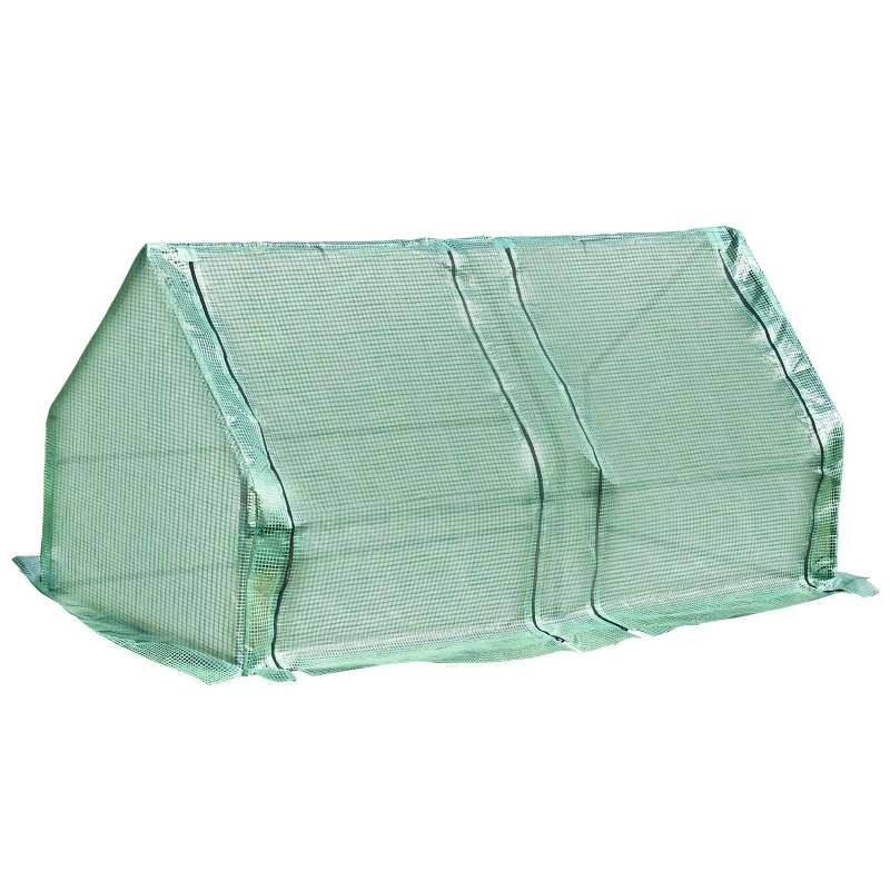 Outsunny Invernadero de Jardín Terraza Vivero para Huerto Plantas con Puertas Color Verde Tubo de Acero PE 180x90x90 cm