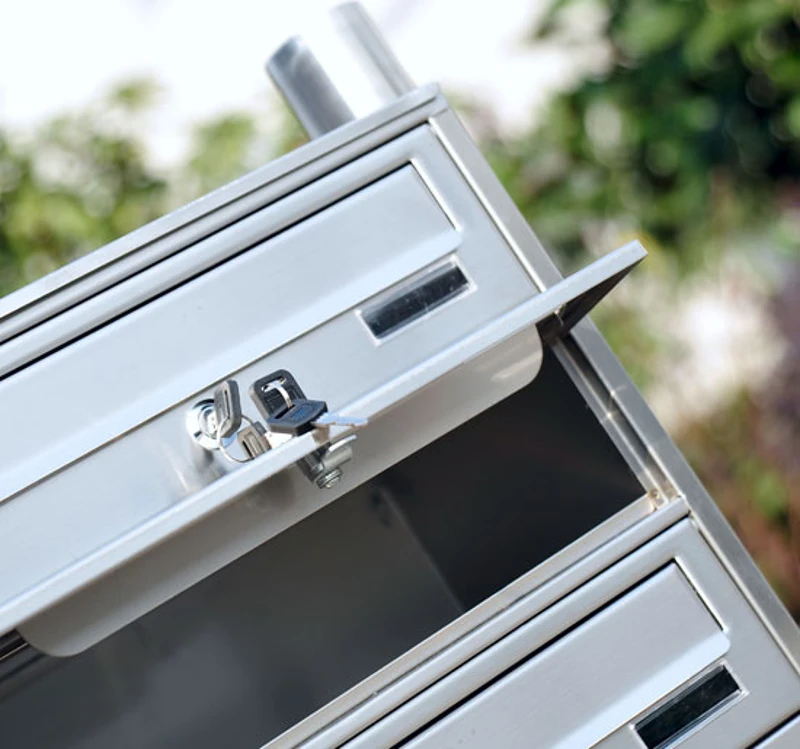 3 Buzones Acero Inoxidable 40x128x27 cm (L x Al x P) buzon de cartas sistema de caja correo 2 llaves / buzon