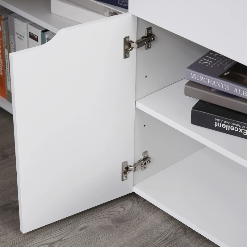 HOMCOM Mesa Escritorio Múltiples Posiciones Mesa de Ordenador Esquinera Forma de L con Cajón Estantes Abiertos Armario 140x117x76 cm Blanco y Madera