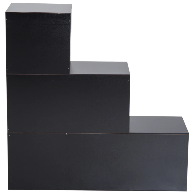 HomCom® Estantería Escalera Armario de Almacenamiento 6 Cubos Madera Negro 91.5x29.5x91.5cm