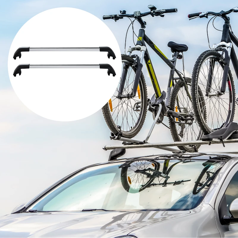 HOMCOM Juego de Barras para Techo de Coche tipo Baca Portaequipajes de Aluminio con Cierre Apto para 107,5-117cm