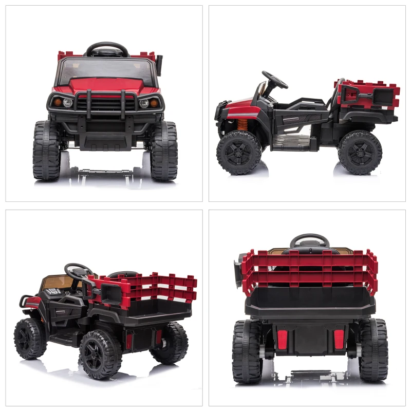 HOMCOM Coche Eléctrico para Niños de +3 Años Todoterreno con 2 Motores Control Remoto 2,4 GHz Batería Recargable 120x67x65 cm Rojo