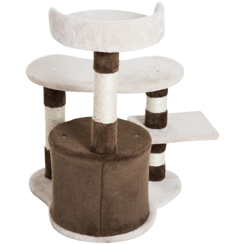 PawHut Árbol para gatos Juguete Rascador con Caseta Plataformas Centro de Juego para Arañar Jugar Dormir 48.5x48x69cm Tablero Aglomerado Cubierto de Felpa Sisal