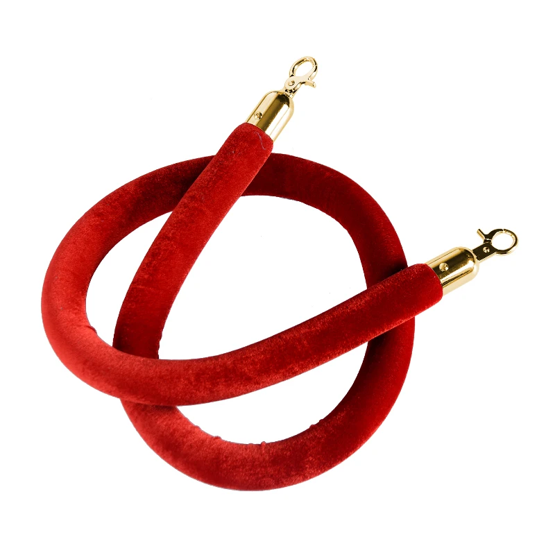 HOMCOM Catenaria para Eventos de Acero Inoxidable con Terciopelo Cordón Rojo 2 Piezas para Hotel Restaurante Bar Ф32xH95CM (Dorado)