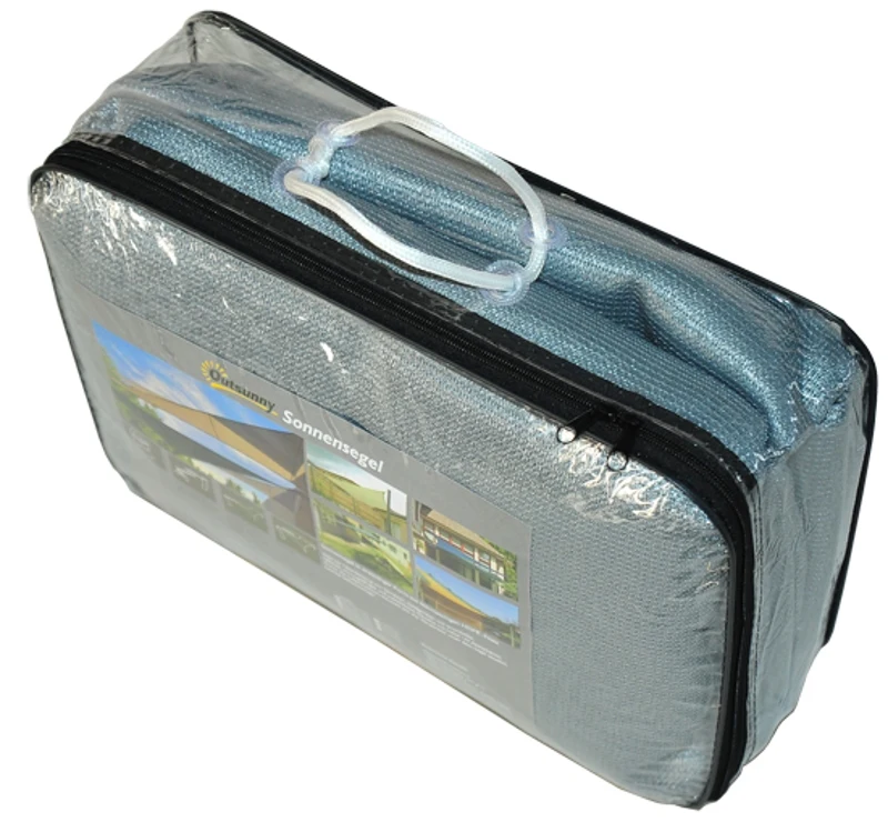 Outsunny Toldo vela Triangular 4x4x4 m Sombrilla triángulo Tipo Parasol o Sombrilla de Poliéster para Jardín Playa Camping Color Arena