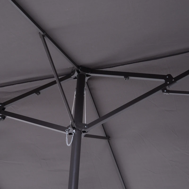 Outsunny® Sombrilla Grande 4.6m Parasol Doble Sombrilla Jardín con Manivela Manual Impermeable y Protección Solar UV para Terraza Playa Piscina Patio Acero