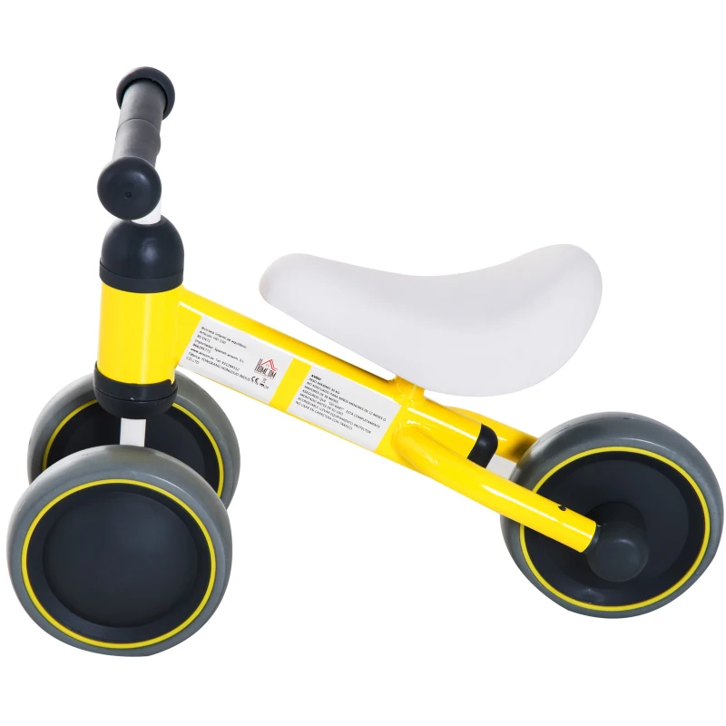 HOMCOM Correpasillos Compacto sin Pedales con Sillón Cómodo Estructura de Aluminio Soporta hasta 20kg 47x19x35cm Amarillo