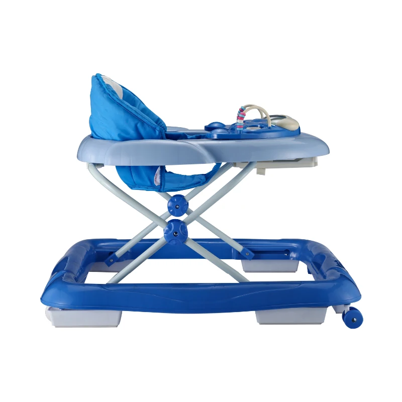 HOMCOM Andador para Bebés Plegable con Freno Andador Bebé Coche con Juguetes y Varilla de Empuje Ajuste de Altura y Caja de Musica 70x65x55cm