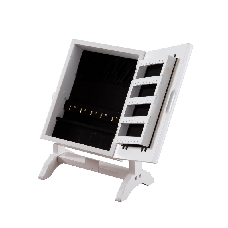 HOMCOM Joyero con Espejo 22x12x25cm para Tocador Mesita de Noche guardar Joyas Anillos