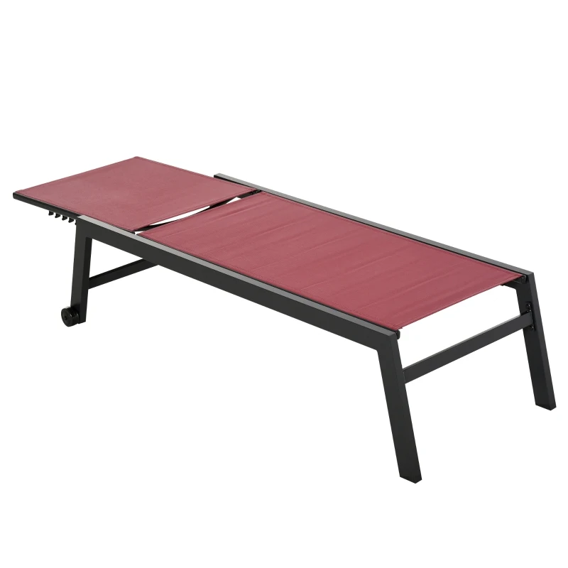 Outsunny Tumbona Multiposiciones de Jardín con Respaldo Reclinable en 5 Posiciones de Aluminio y textilene Carga 160 kg para Patio Terraza 169x65x102 cm Rojo