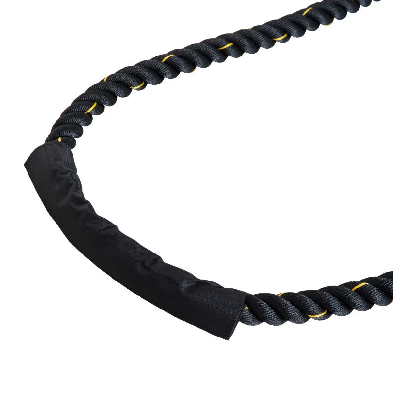 HOMCOM Cuerda de Batalla Ø38 mm Longitud 12 m Battle Rope Formación Battling Power Cuerda Ejercicio Fitness Deporte Poliéster Ultra Resistente Negro