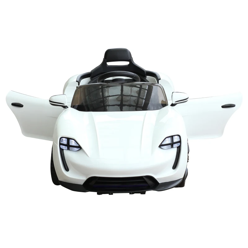 HOMCOM Coche Eléctrico para Niño +3 Años con Mando a Distancia MP3 USB Luces y Sonidos Apertura de Puerta Carga 25kg 115x65x50cm