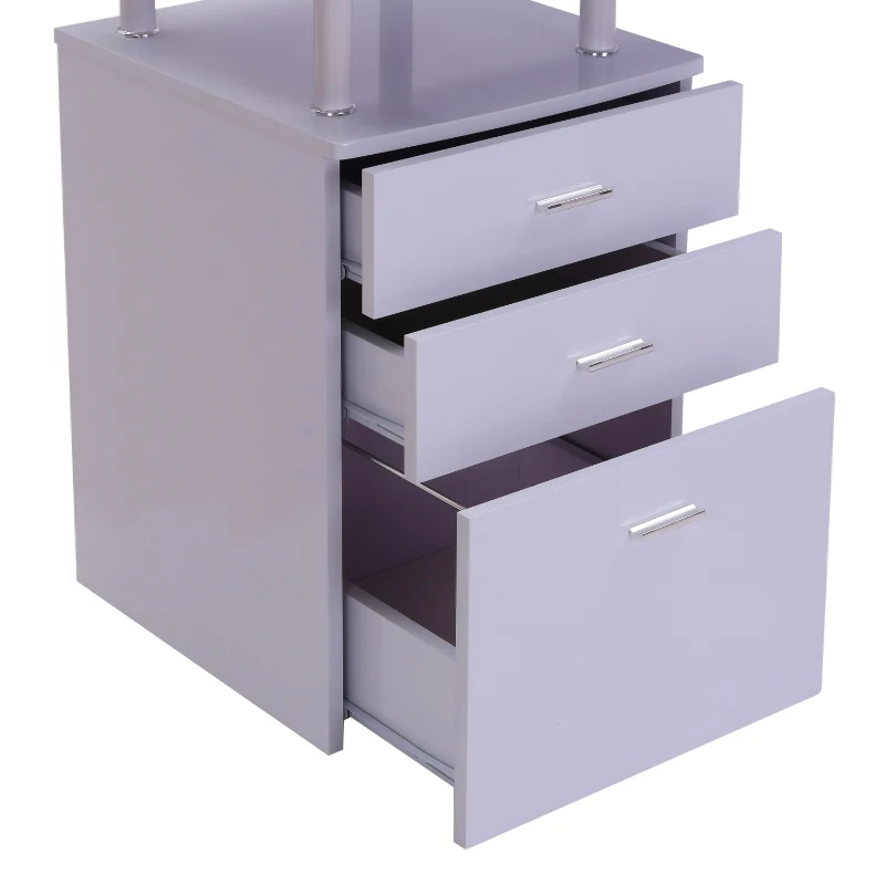 HOMCOM Mesa de Ordenador tipo Escritorio con Cajonera 151,5x143,5x76 cm Blanco
