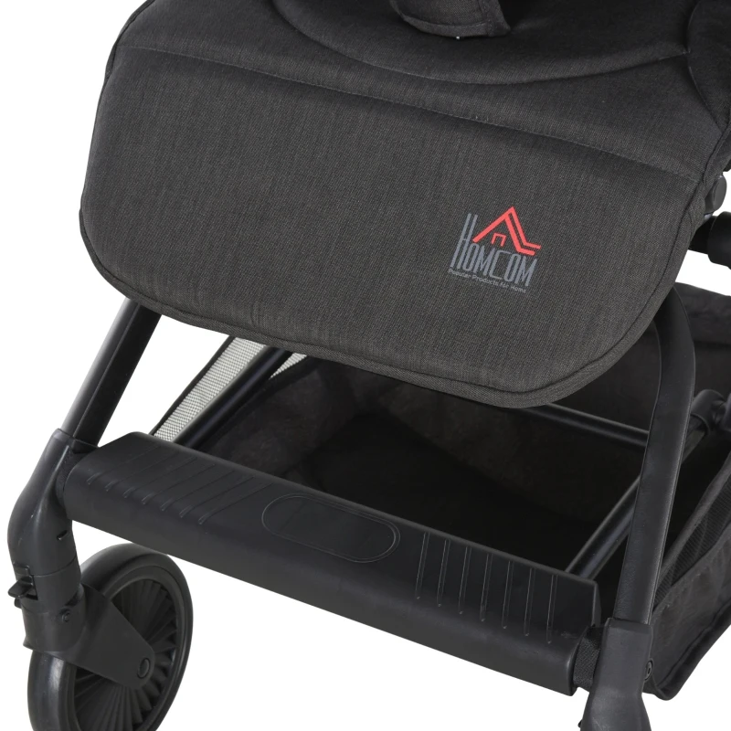 HOMCOM Silla de Paseo Plegable Ligero Cochecito para Bebé a partir 6 Meses Asiento Reclinable Cinturón de Seguridad Toldo Extraíble 44,5x93,5x105cm Gris