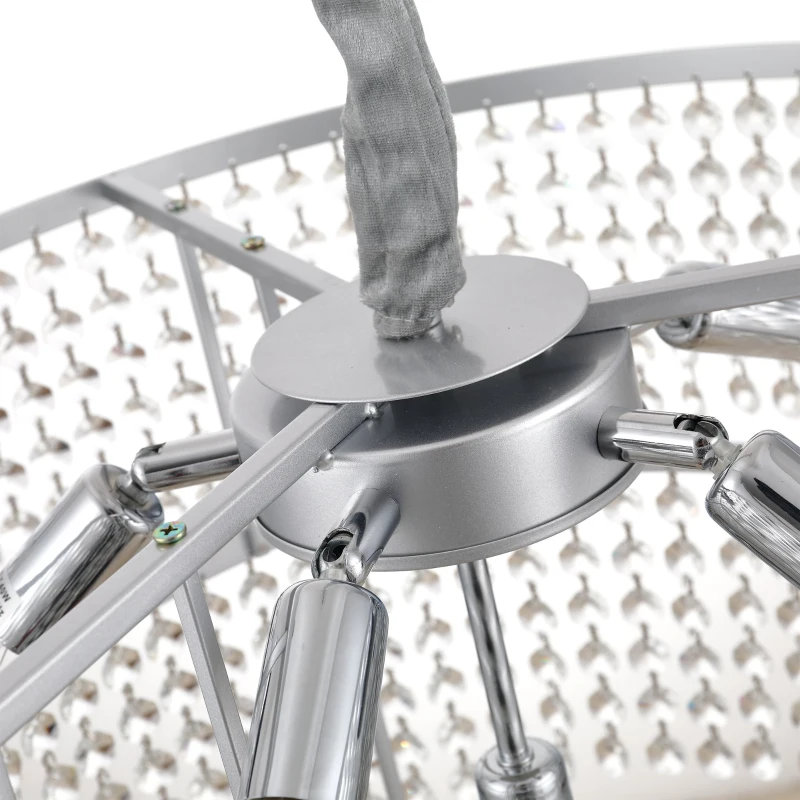 HOMCOM Lámpara Techo de Cristal, Lámpara de Araña de Cristal Colgante Moderno para Salón Altura Ajustable con 6 Portalámparas Ф54x120 cm