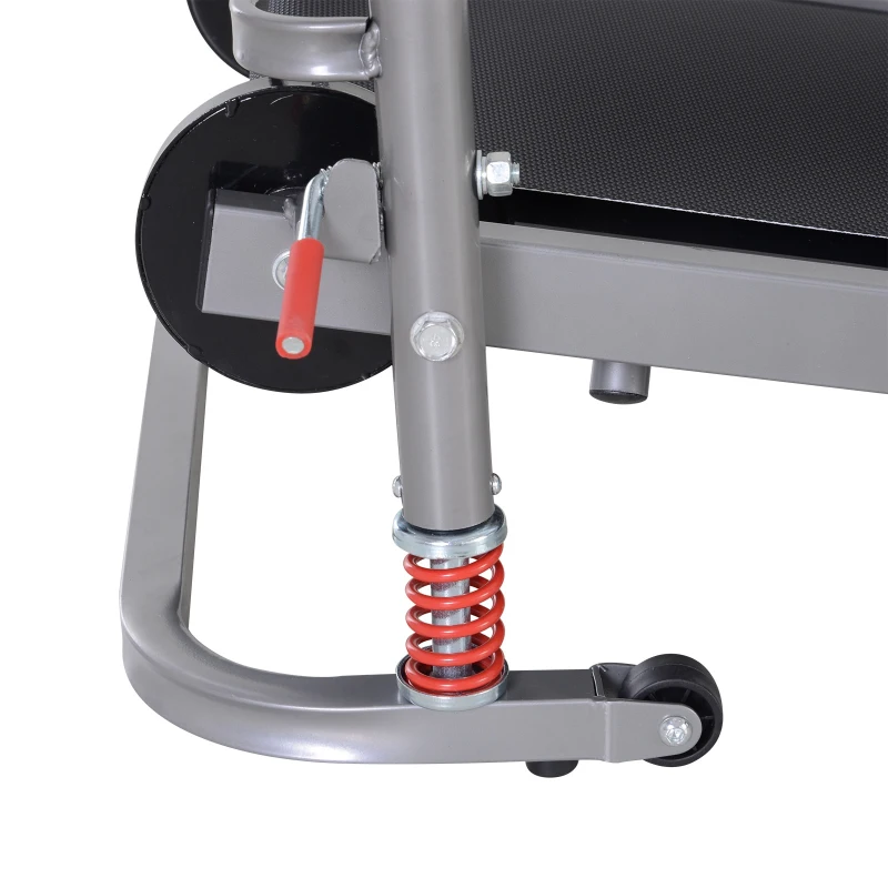 HOMCOM Cinta de Andar Manual Caminadora Plegable Portátil Pantalla LCD 2 Ángulos Reclinables Carga 110kg Altura 112-129cm