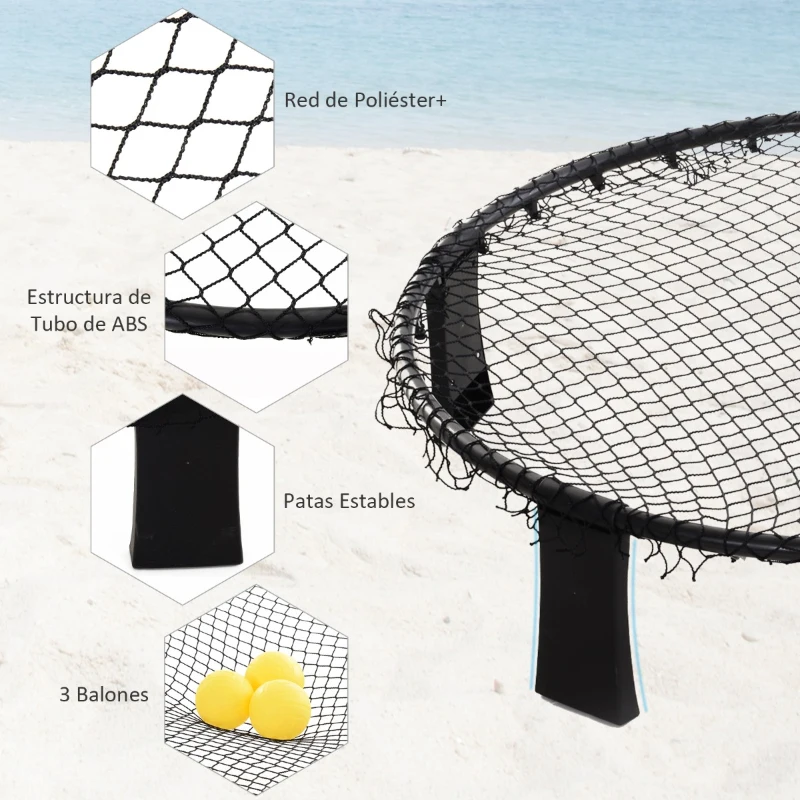 Juego de mini voleibol para Playa o Césped Exteriores  Mini Voleibol 4 Jugadores Desmontable con Bolsa de Transporte y 3 Balones