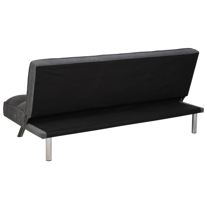 Sofá de 3 Plazas Cama Individual Diseño 2 en 1 Plegable sin Reposabrazos Tapicería en Tela con Toque Aterciopelado Patas Elevadas Acolchado Cómodo 183x92x86 cm Gris