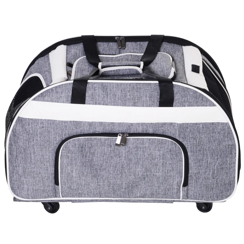 PawHut Transportin Carrito Perro 2 en 1 Mochila Carrito Plegable 65x37x46cm Mascotas Perro Gato