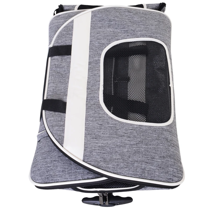 PawHut Transportin Carrito Perro 2 en 1 Mochila Carrito Plegable 65x37x46cm Mascotas Perro Gato