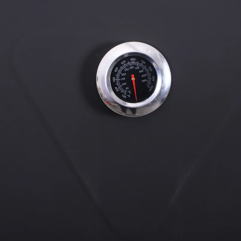 Outsunny Barbacoa de Carbón Vegetal Portátil Parilla de Carbón con Ruedas Parilla Barril Carro de BBQ 72.5x61x102cm Estantes de Madera para Jardín Exterior Picnic Acampada