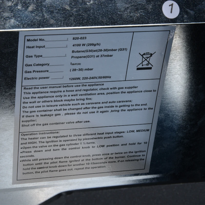 Estufa a Gas y Electrica Interior y Exterior Calefactor Metal Ceramica Cuarzo