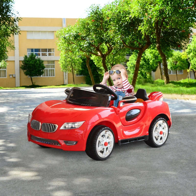HOMCOM Coche Eléctrico para Niño 2+ Años con Mando a Distancia Vehículos Eléctricos Con Música y Luces Doble Apertura de Puerta Batería 12V Carga 25kg 128×80×53cm  Rojo