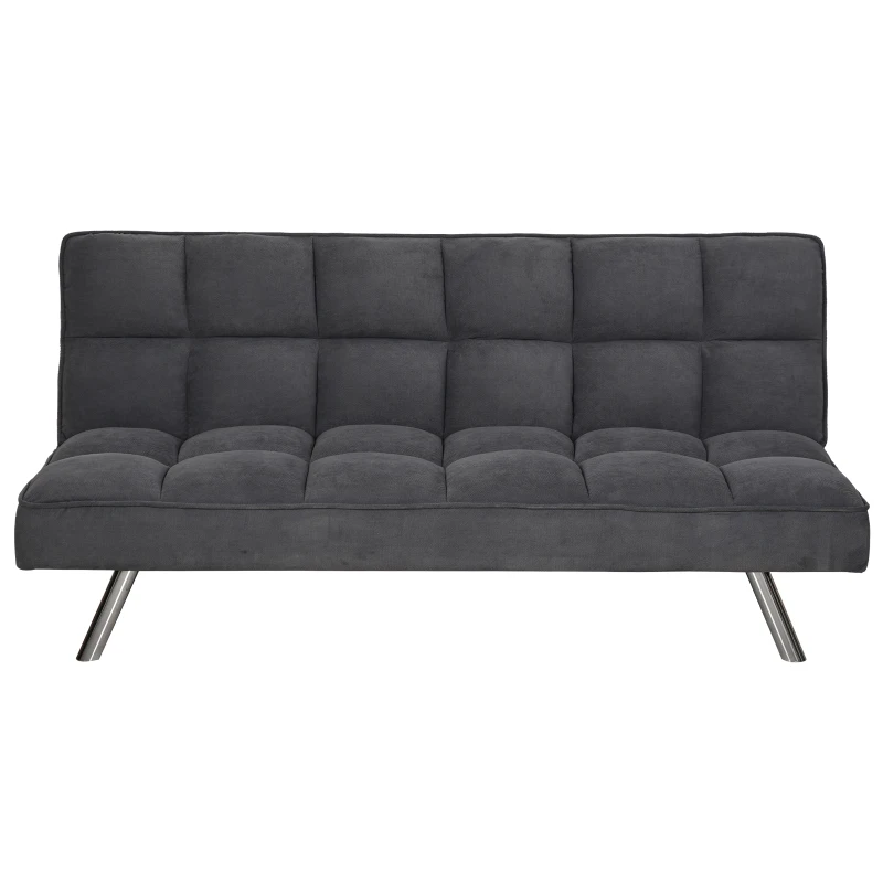 Sofá de 3 Plazas Cama Individual Diseño 2 en 1 Plegable sin Reposabrazos Tapicería en Tela con Toque Aterciopelado Patas Elevadas Acolchado Cómodo 183x92x86 cm Gris